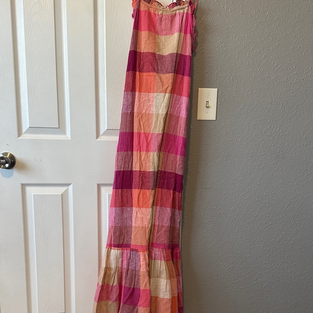 Anthropologie Pink, Red, Cream Striped Maxi Sundress - Picture 5 of 6